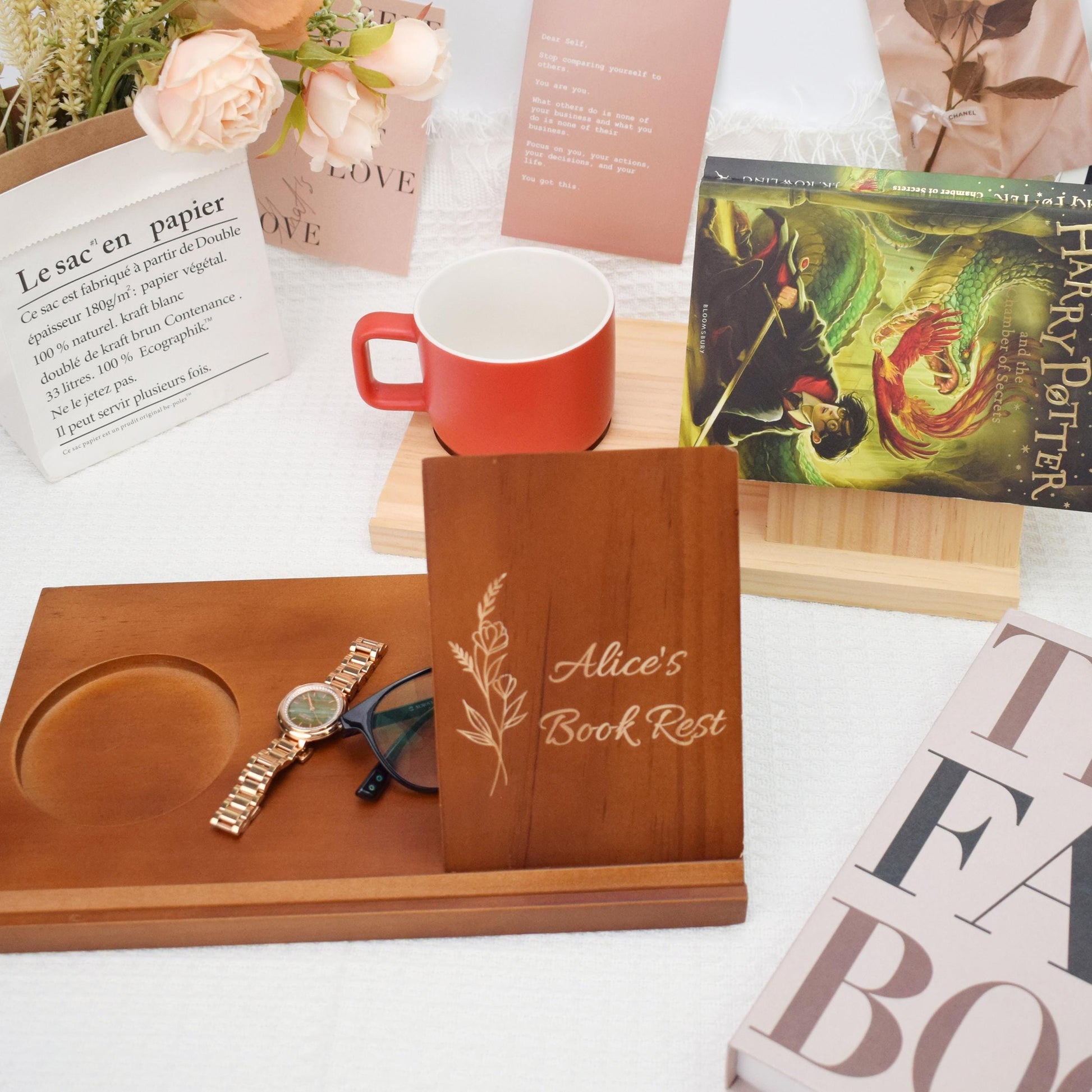 Wooden Triangle Book Stand,Custom book stand,Mother's Day Gift,Book Holder With Slot For Tablet Book,Gifts For Readers,Minimalist home decor