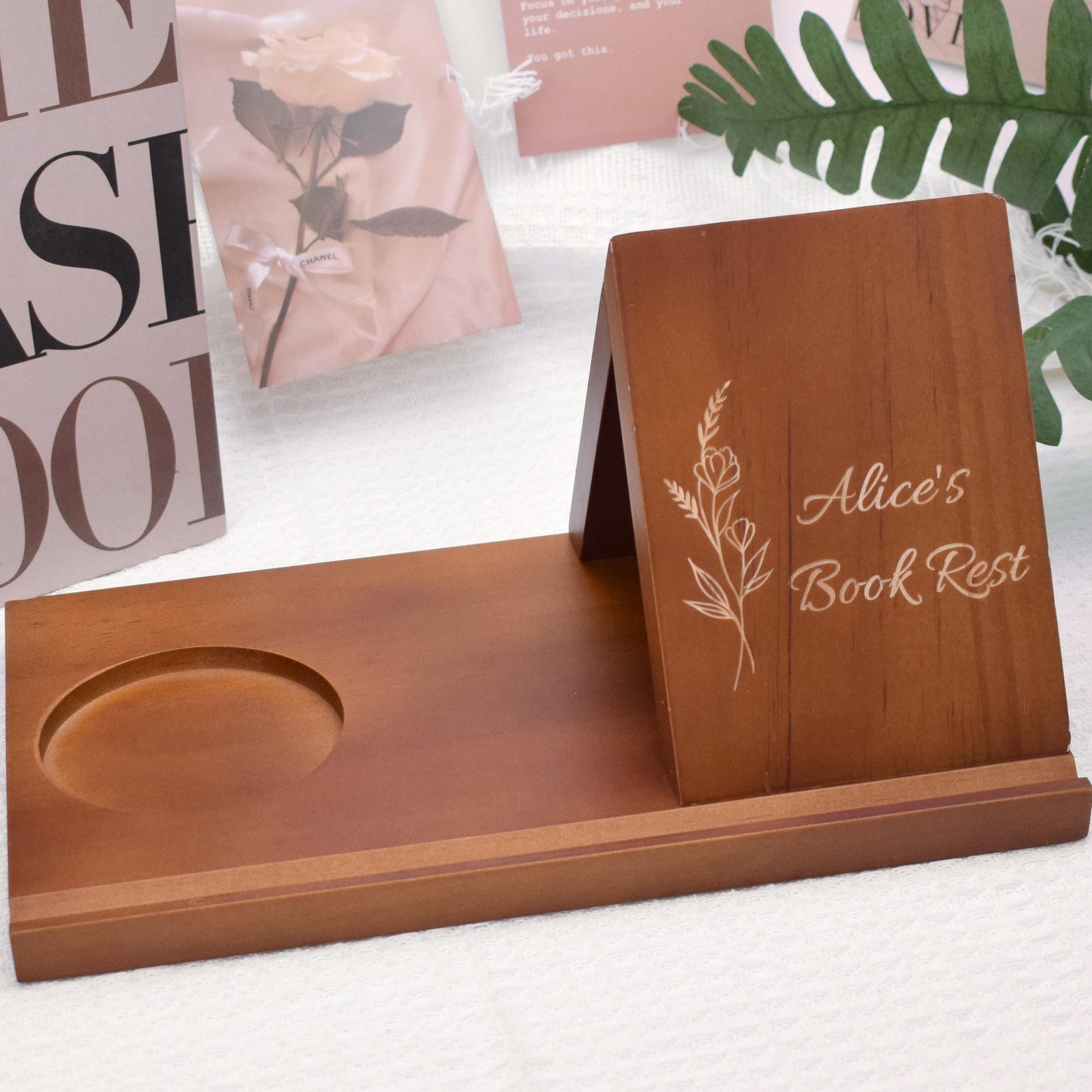 Wooden Triangle Book Stand,Custom book stand,Mother's Day Gift,Book Holder With Slot For Tablet Book,Gifts For Readers,Minimalist home decor