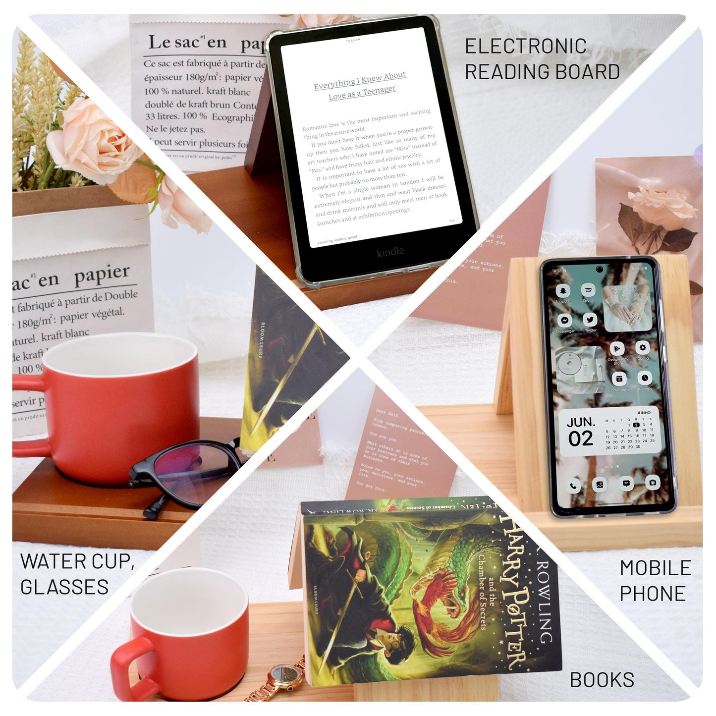 Wooden Triangle Book Stand,Custom book stand,Mother's Day Gift,Book Holder With Slot For Tablet Book,Gifts For Readers,Minimalist home decor