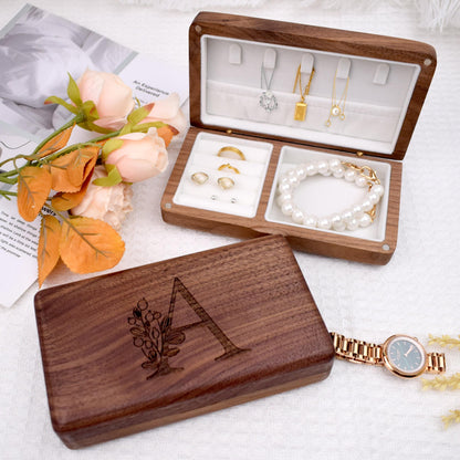 Personalized Travel Case for Women,Wooden Jewelry Organizer,Engraved Name Jewelry Travel Case,Custom Gift for Her,Bridesmaids,or Anniversary