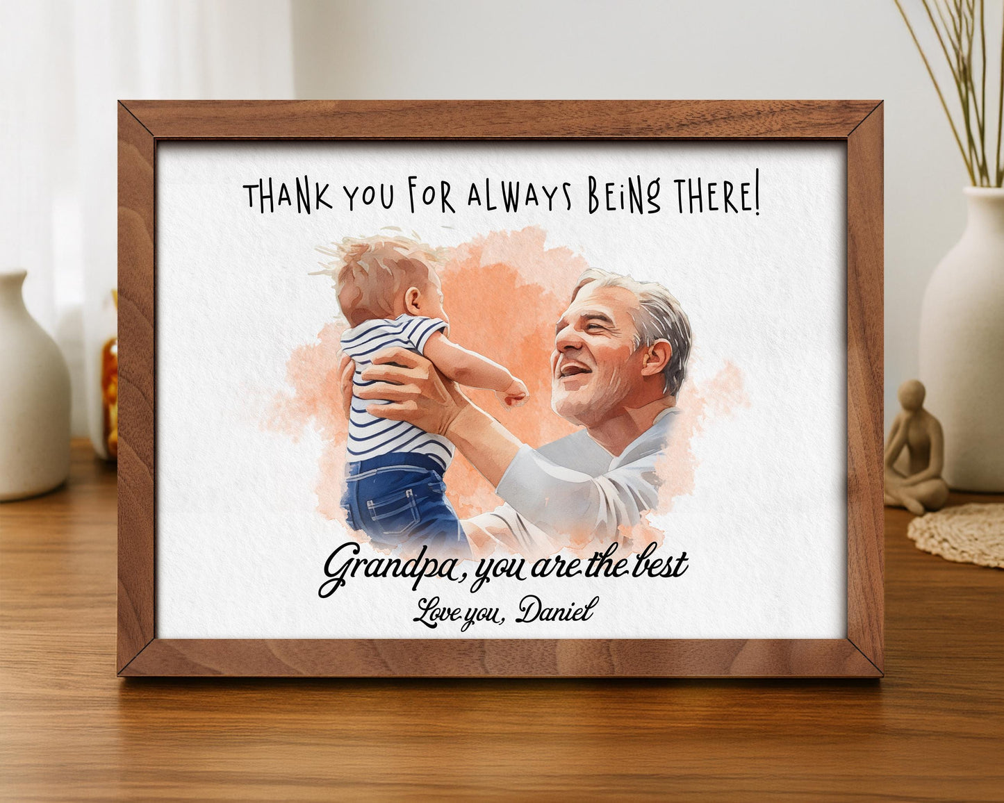 Personalised Dad Drawing, Fathers Day Present For Him From Daughter Wife, Meaningful Artwork, Birthday Art Gift, Father's Day unforgettable