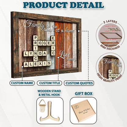 Family Gift,Custom Scrabble Family Name Frame,Crossword Scrabble Puzzle Sign,Grandparents Gift,Letter Tile Art,Grandma Gift,Rustic Decor