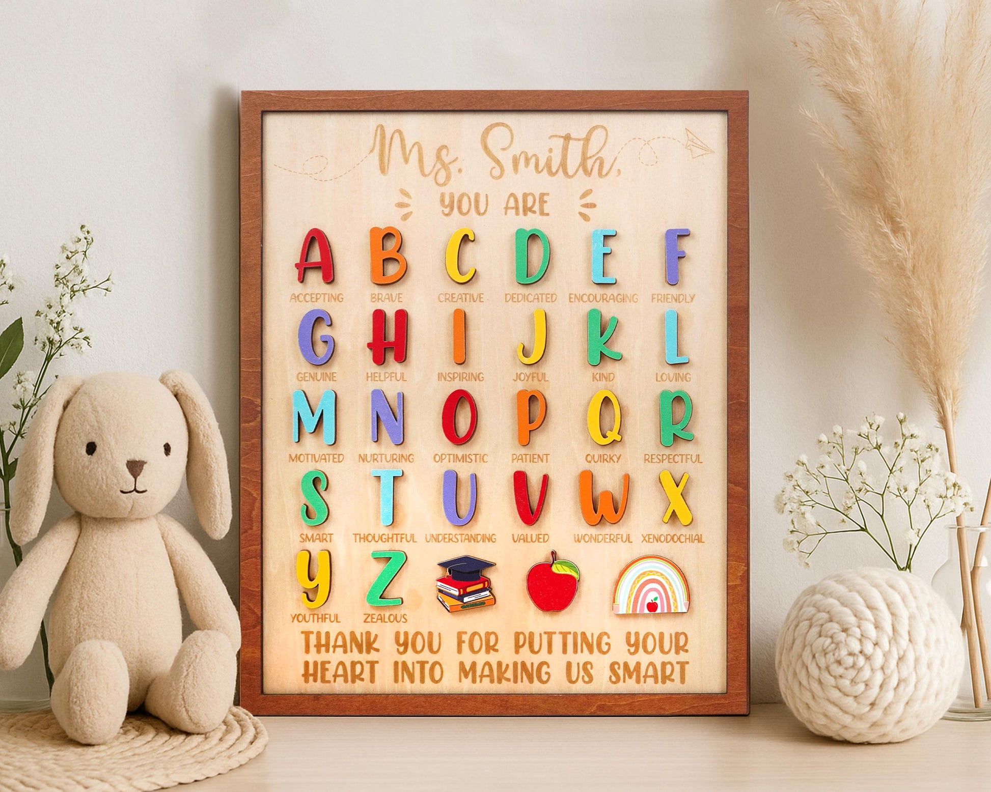 Personalized Teacher ABC Sign,Preschool Teacher,Teacher Appreciation,Kindergarten Teacher Gift,End of School Year,Back to School,Kids Gift