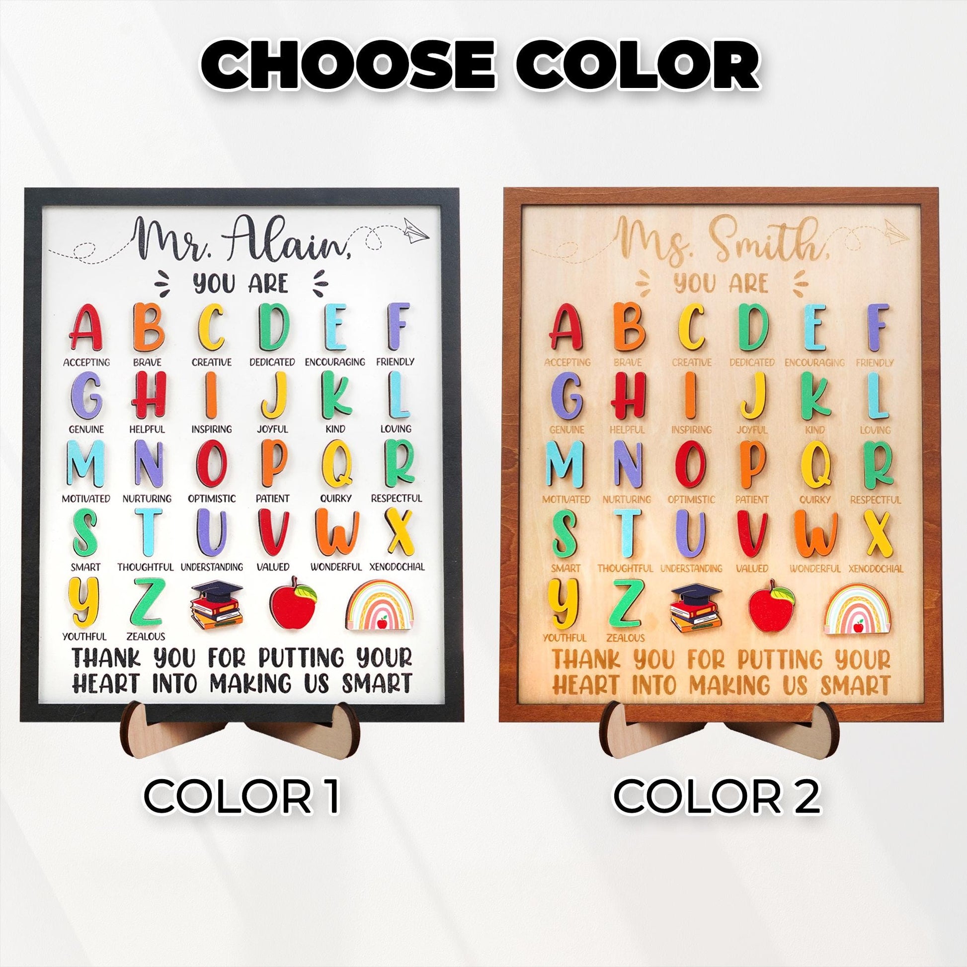 Personalized Teacher ABC Sign,Preschool Teacher,Teacher Appreciation,Kindergarten Teacher Gift,End of School Year,Back to School,Kids Gift