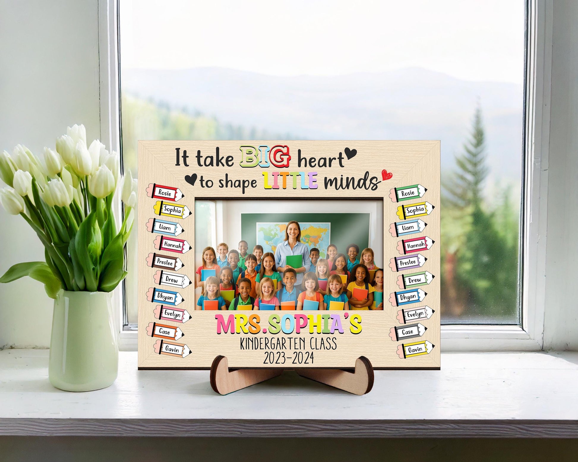 CustomTeacher Class Photo Frame,Teacher Appreciation Gift,It takes a Big Heart to Shape Little Minds,Picture Frame,Teacher Gift fromStudent