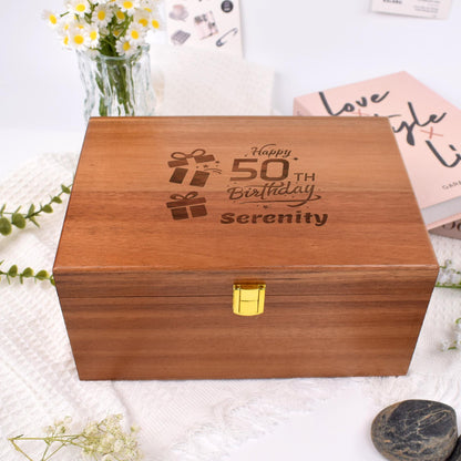 Personalized Birthday Gift Storage Box,Gift Box,Special Birthday Box,Engraved Wooden Gift Box,50th Birthday Gift Box,Anniversary gift