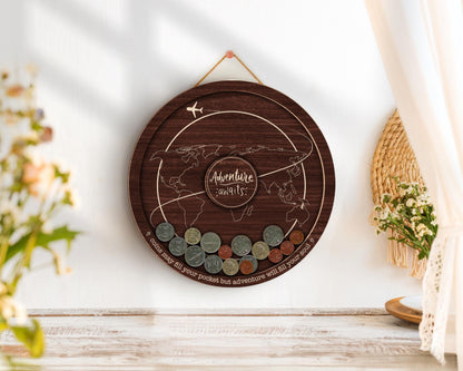 Coin Holder Travel  Box,Currency Display Box,Coin Collection Gift for Traveler,Travel Lover,Our Adventure,Travel Gift,Travel Money Holder