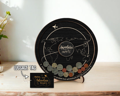 Coin Holder Travel  Box,Currency Display Box,Coin Collection Gift for Traveler,Travel Lover,Our Adventure,Travel Gift,Travel Money Holder