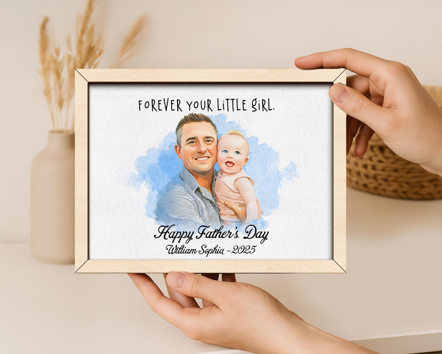 Personalised Dad Drawing, Fathers Day Present For Him From Daughter Wife, Meaningful Artwork, Birthday Art Gift, Father's Day unforgettable