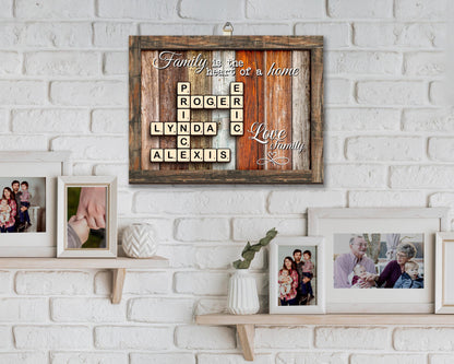 Family Gift,Custom Scrabble Family Name Frame,Crossword Scrabble Puzzle Sign,Grandparents Gift,Letter Tile Art,Grandma Gift,Rustic Decor