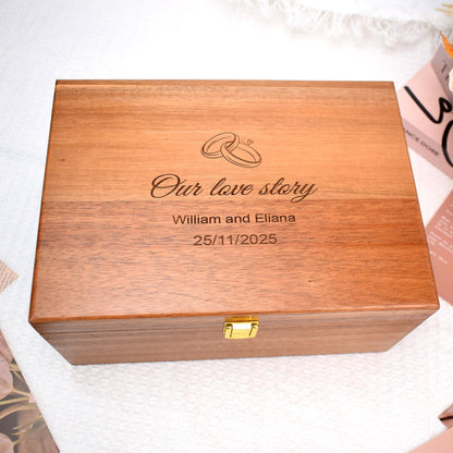 Personalized Gift for Couple, Anniversary Memory Box, Wedding Memory Box, Wooden Keepsake Box Personalized, Engagement Gift for Couples