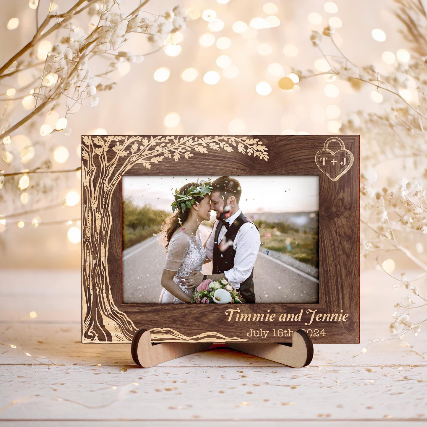 Personalized Wedding Gift,Engagement Photo Frame Plaque,Wedding Picture Frame with Date,Couple Gift,Newlywed Gift,Gift for Husband Wife