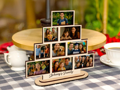 Custom Stacking Photo Sign,Wood Photo Collage Frame,Family Picture Frame,Family Wedding Display,Christmas Gift,Photo Allbum,Anniversary Gift