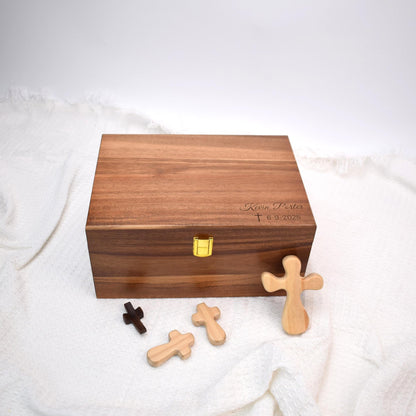 Engraved Wood Prayer Box,Personalized Baptism, First Communion, Christening Gift, Religious Gift for Godchild, Grandchild, Godparents