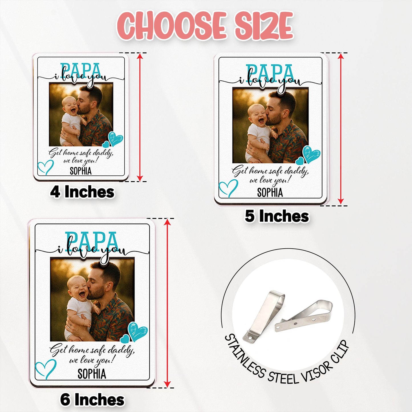 Photo Car Visor Clip for Dad, Drive Safe Dad Gift, Personalized Drive Safe Visor Photo Frame, Drive Safe Reminder, Sun Visor Clip Gifts 2025