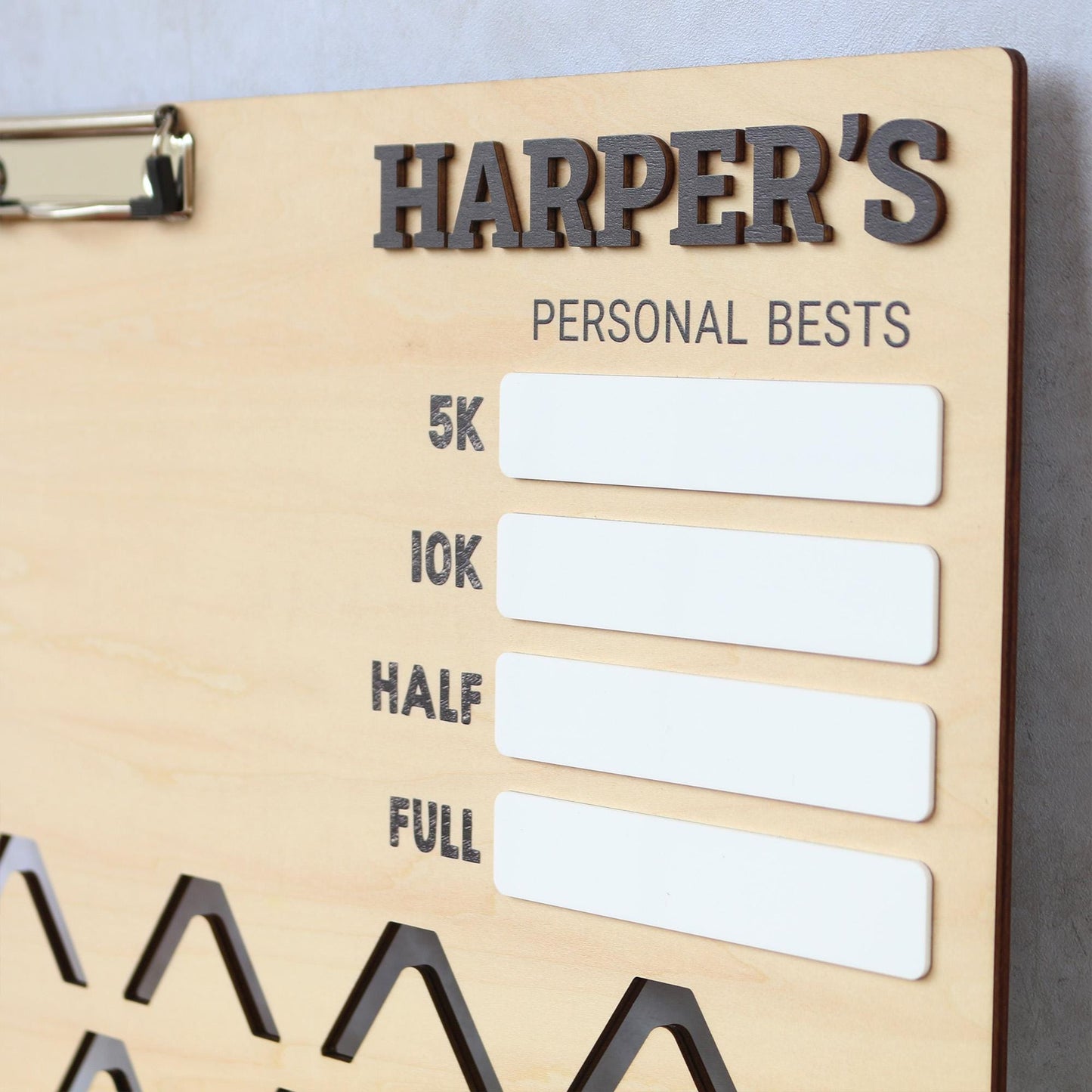 Running Medal Holder and Personal Bests Display Board | Personal Bests Chalkboard | Running Medal and Bib Display Rack | Gifts for Runners