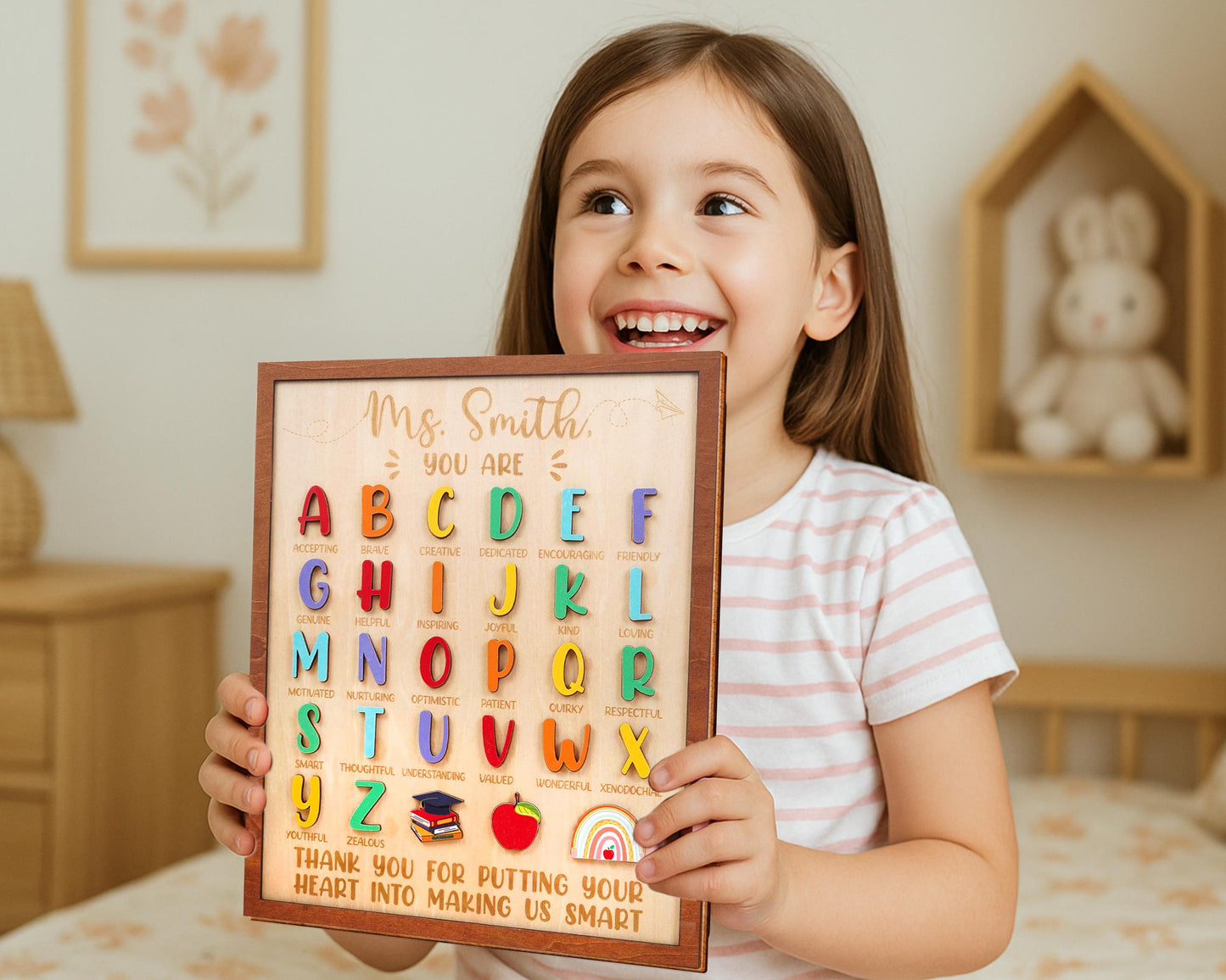 Personalized Teacher ABC Sign,Preschool Teacher,Teacher Appreciation,Kindergarten Teacher Gift,End of School Year,Back to School,Kids Gift