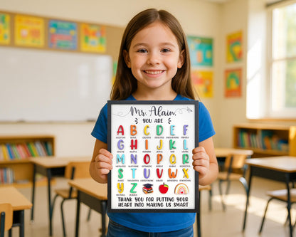 Personalized Teacher ABC Sign,Preschool Teacher,Teacher Appreciation,Kindergarten Teacher Gift,End of School Year,Back to School,Kids Gift