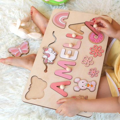 Montessori Busy Board | Personalized Birthday Gift | 1st Birthday Baby Girl Gifts Puzzle Sensory Wooden Toys First Christmas Gift for Kids