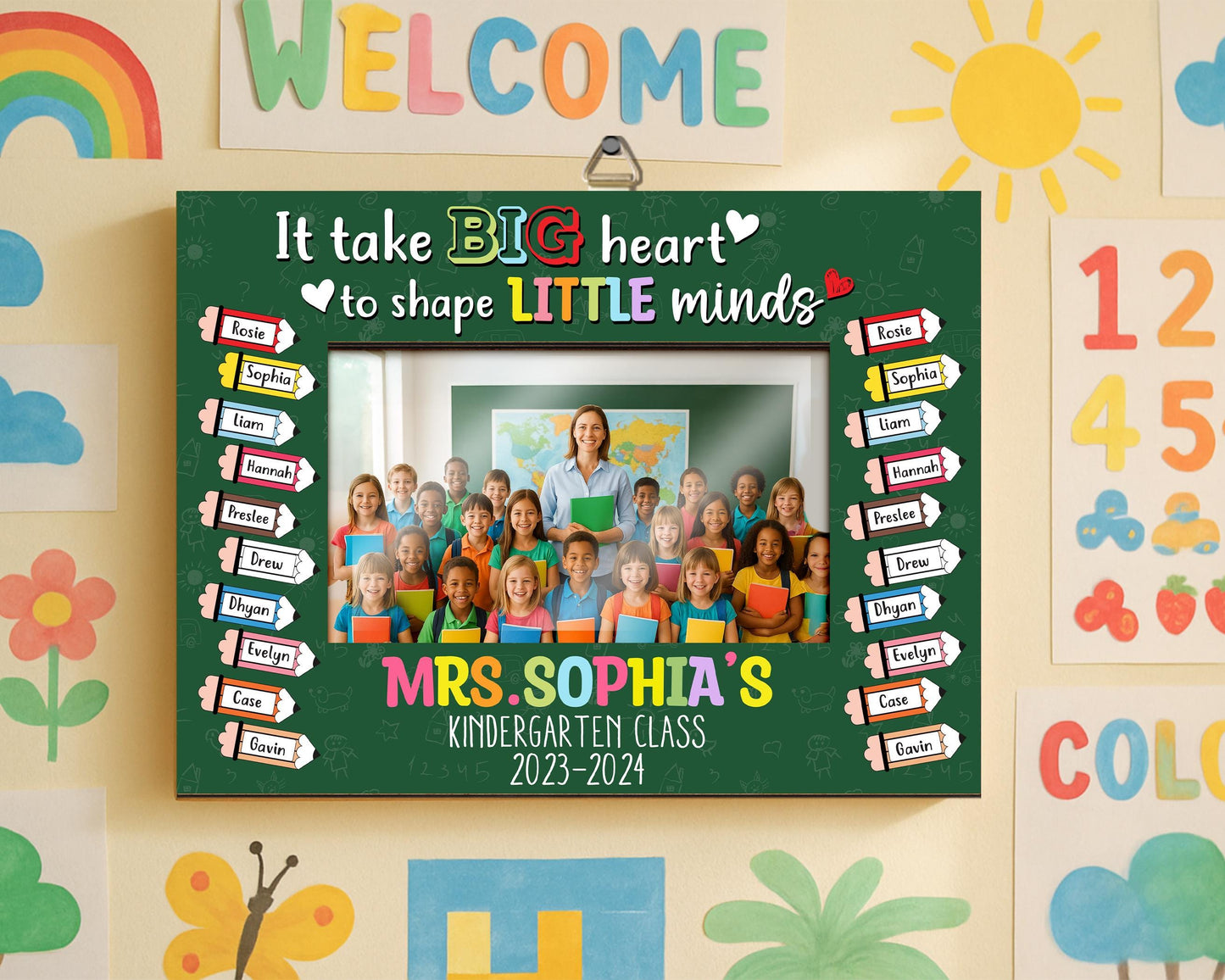 CustomTeacher Class Photo Frame,Teacher Appreciation Gift,It takes a Big Heart to Shape Little Minds,Picture Frame,Teacher Gift fromStudent
