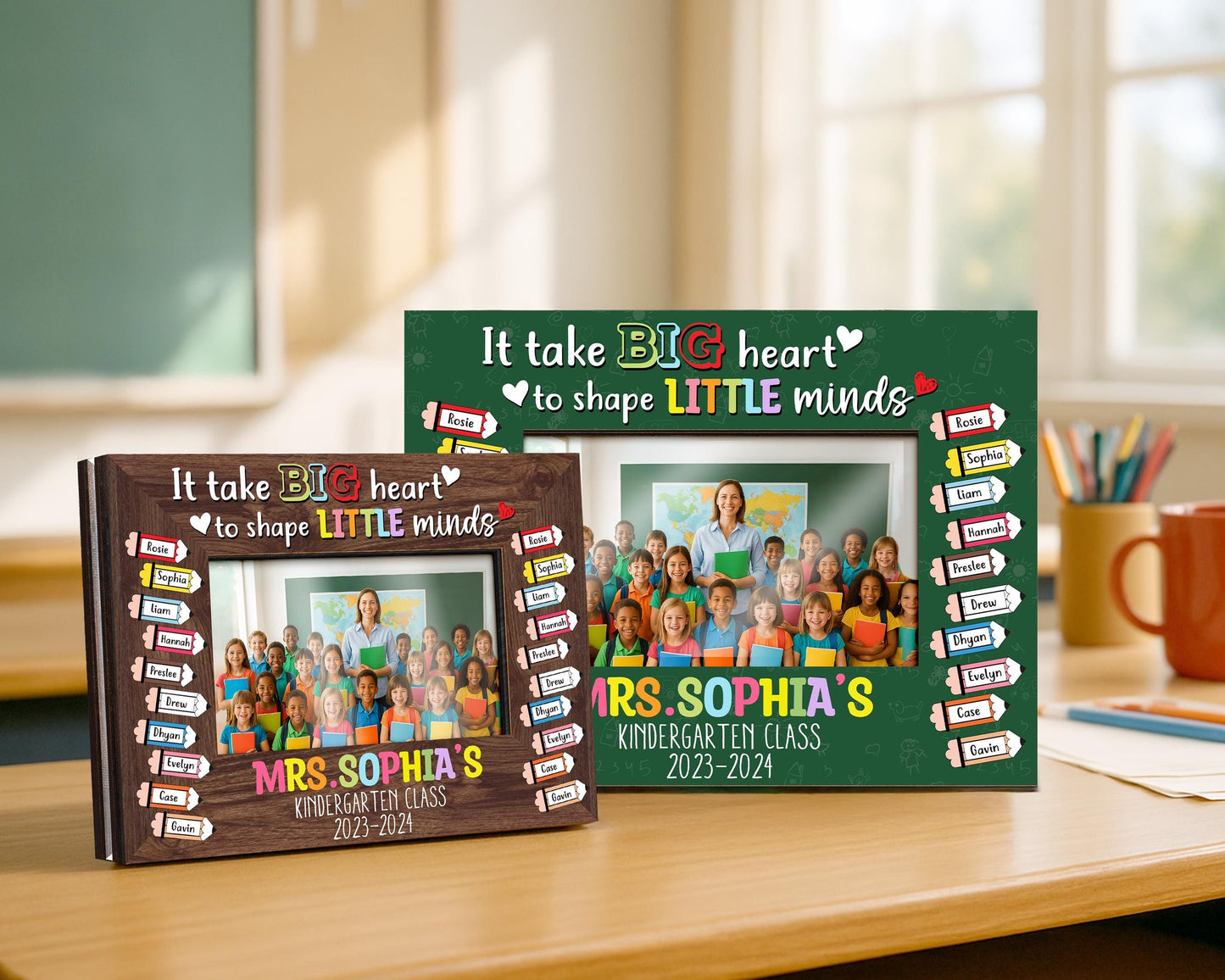 CustomTeacher Class Photo Frame,Teacher Appreciation Gift,It takes a Big Heart to Shape Little Minds,Picture Frame,Teacher Gift fromStudent