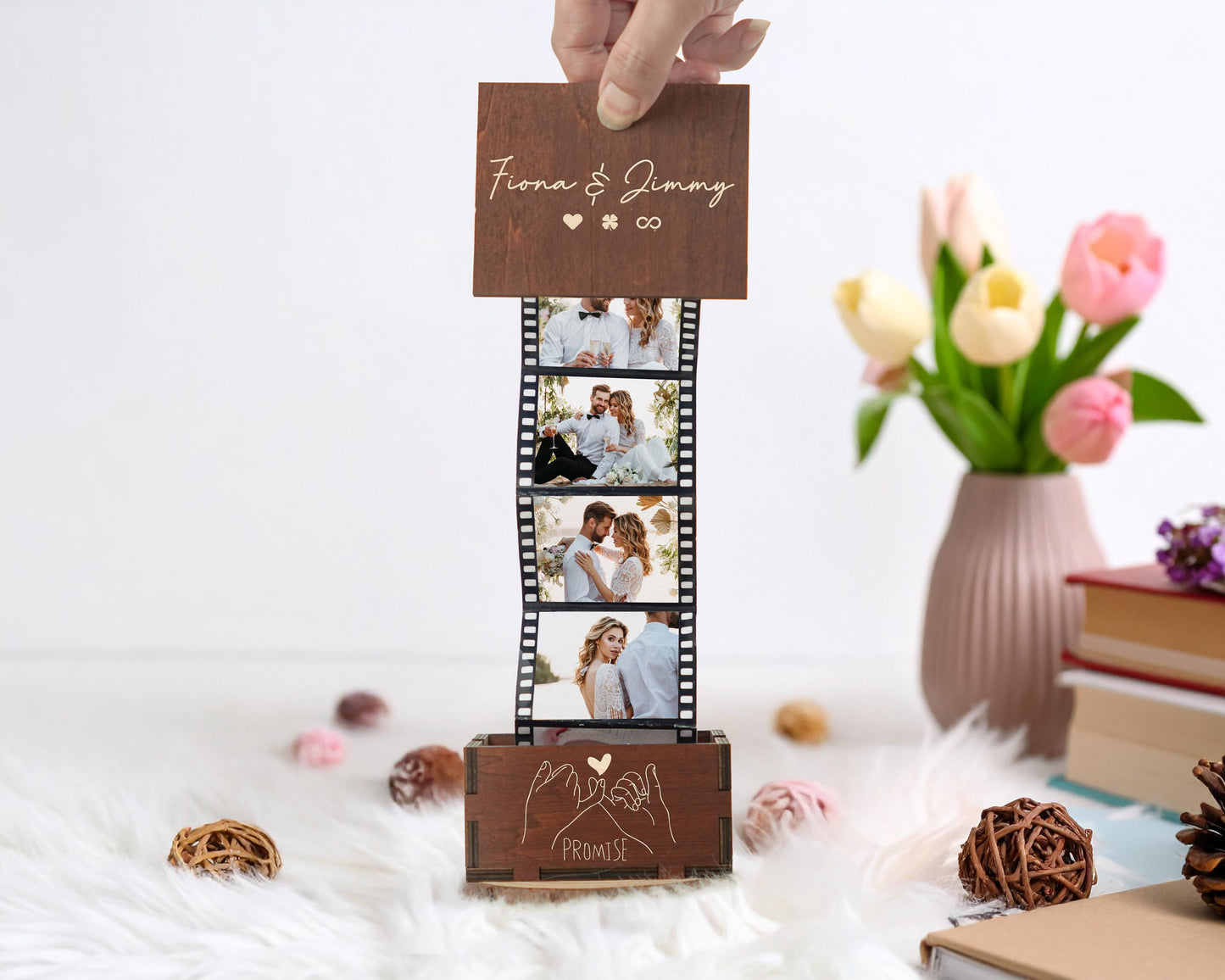 Pull Out Photo Album Custom Wooden Photo Box Personalized Memory Keepsake Box Trinket Wood Box Customized Wooden Photo Frame Shadow Box