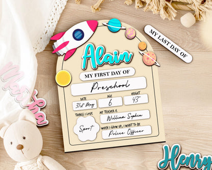 Personalized First Day School Sign,Back to School Sign,Kindergarten 1st Day of School Sign Reusable,Last Day of School Board,Preschool Kid