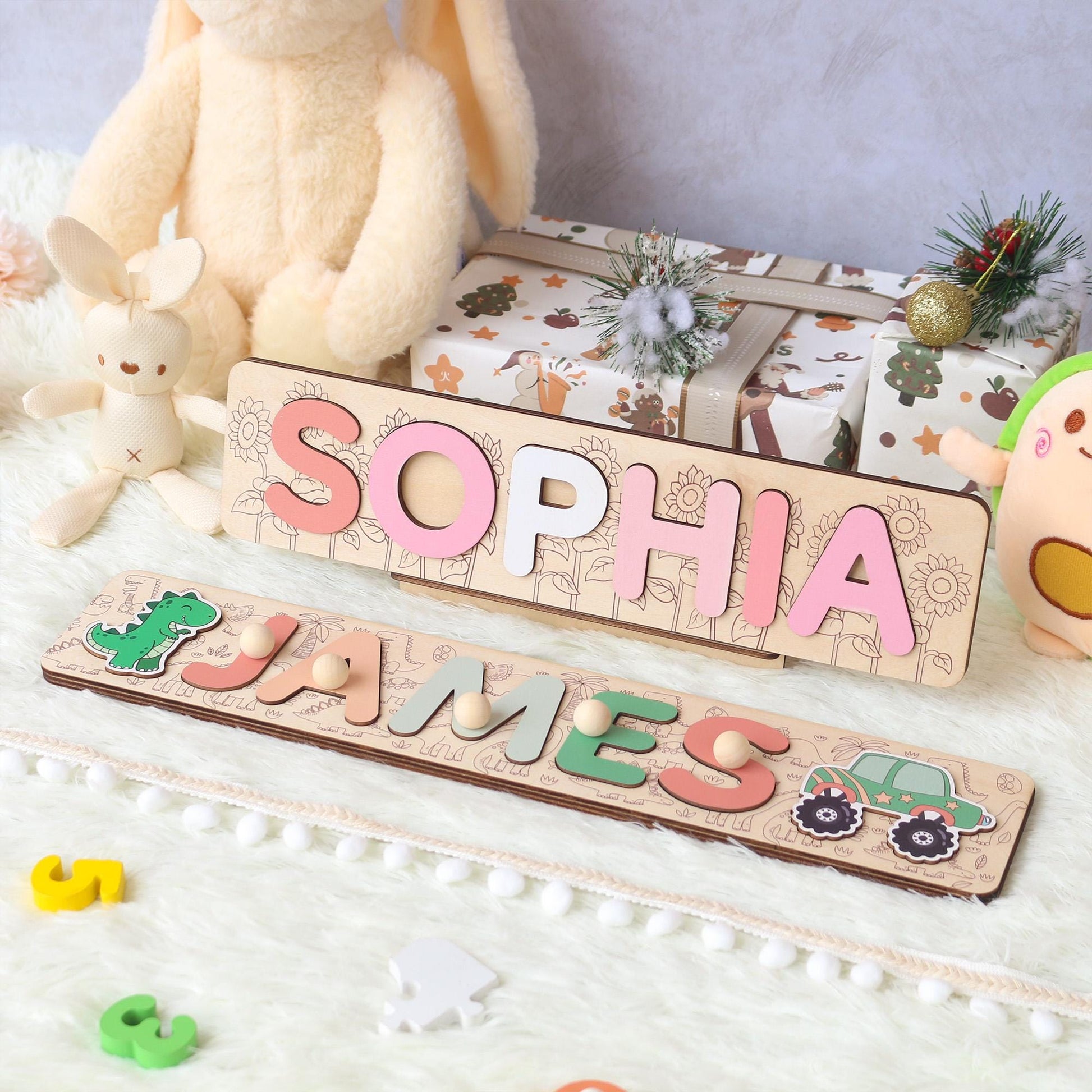 Personalized Name Puzzle Girl | First Christmas Gifts For Toddlers | 1st Birthday Gifts | Montessori Toys | Baby Shower Gifts