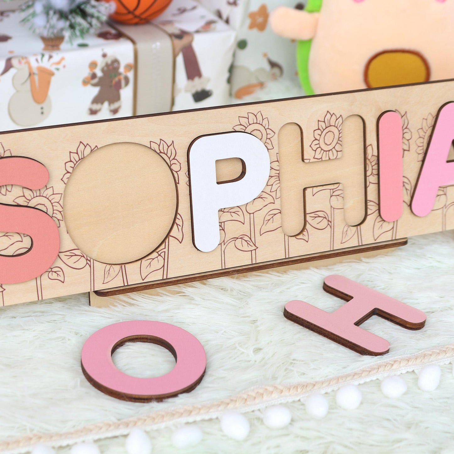 Personalized Name Puzzle Girl | First Christmas Gifts For Toddlers | 1st Birthday Gifts | Montessori Toys | Baby Shower Gifts