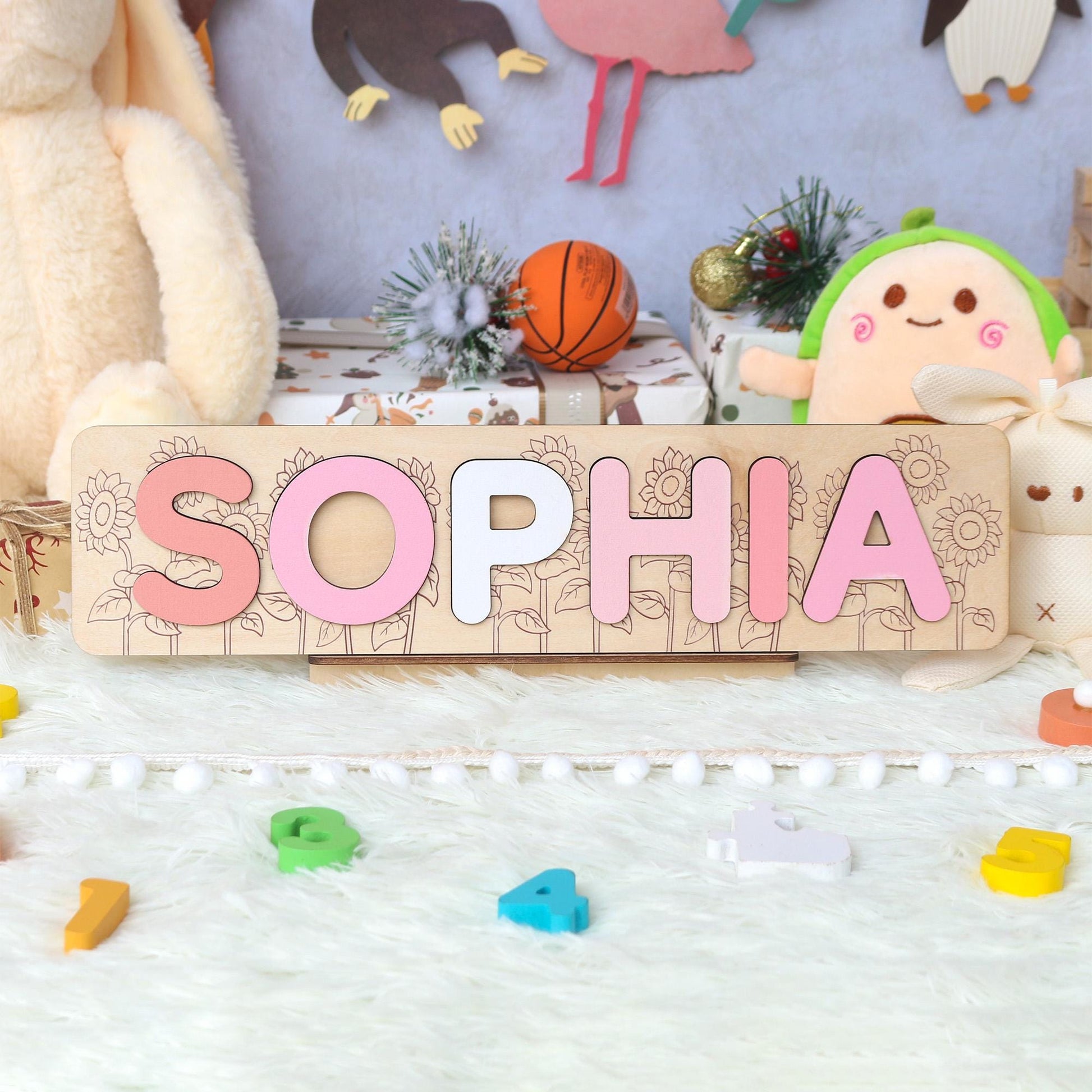 Personalized Name Puzzle Girl | First Christmas Gifts For Toddlers | 1st Birthday Gifts | Montessori Toys | Baby Shower Gifts
