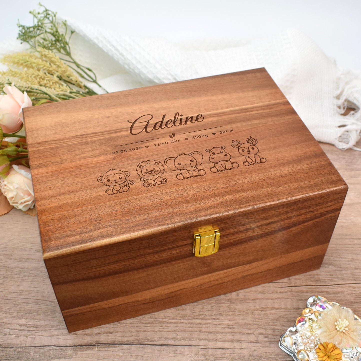Personalized Baby Memory Box, Custom Unique Gift for New baby,Engraved Wooden Baby Box, Babyâs First Year Keepsake, Newborn Baby Shower Gift