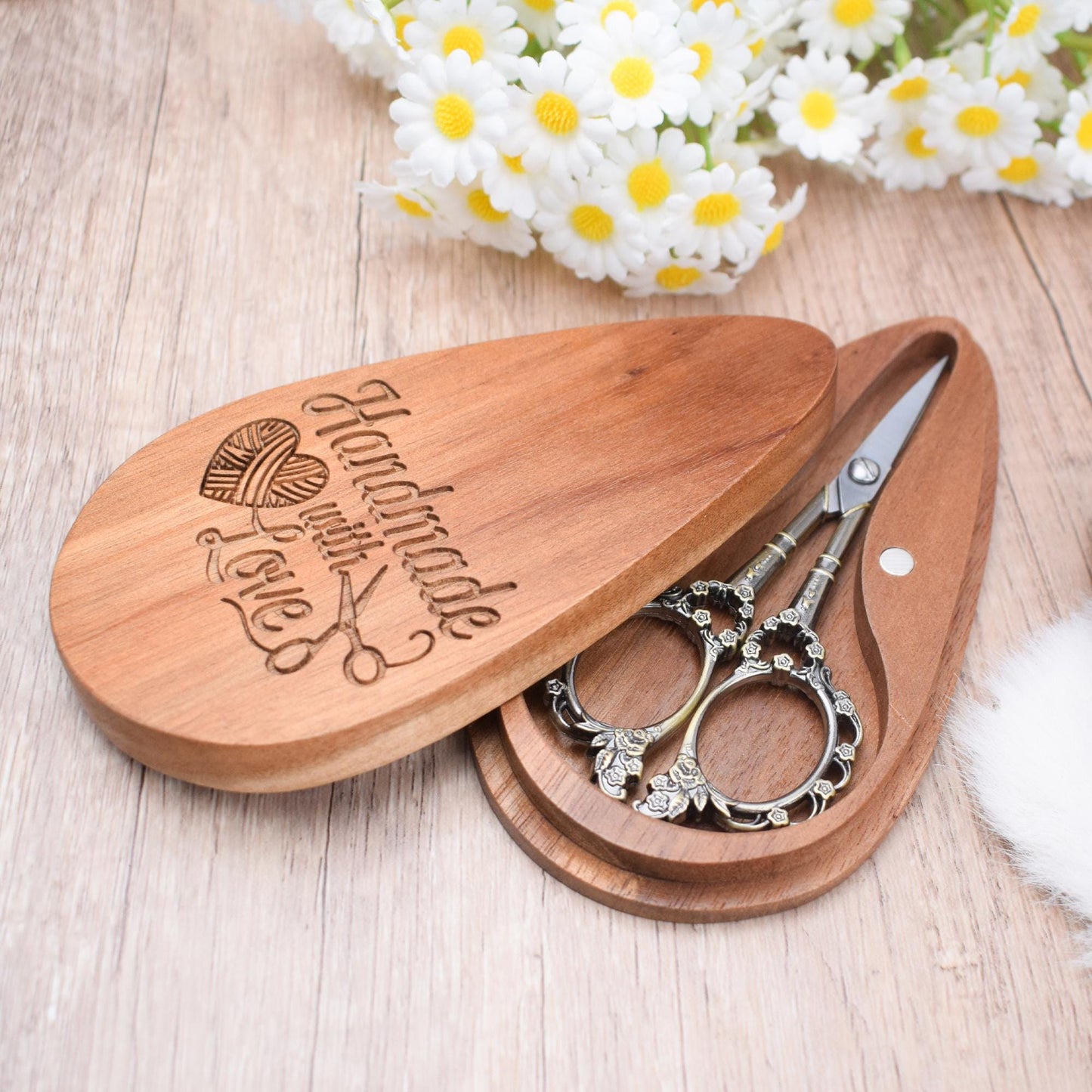 Embroidery Scissor Keeper Set â Custom Name with Personalized Wood Magnetic Box,Seamstress & Crafter Gift Idea