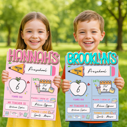 Custom First And Last Day School Sign,Back to School Sign,Preschool,Kindergarten 1st Day of School,Interchangable First Day Of School Board