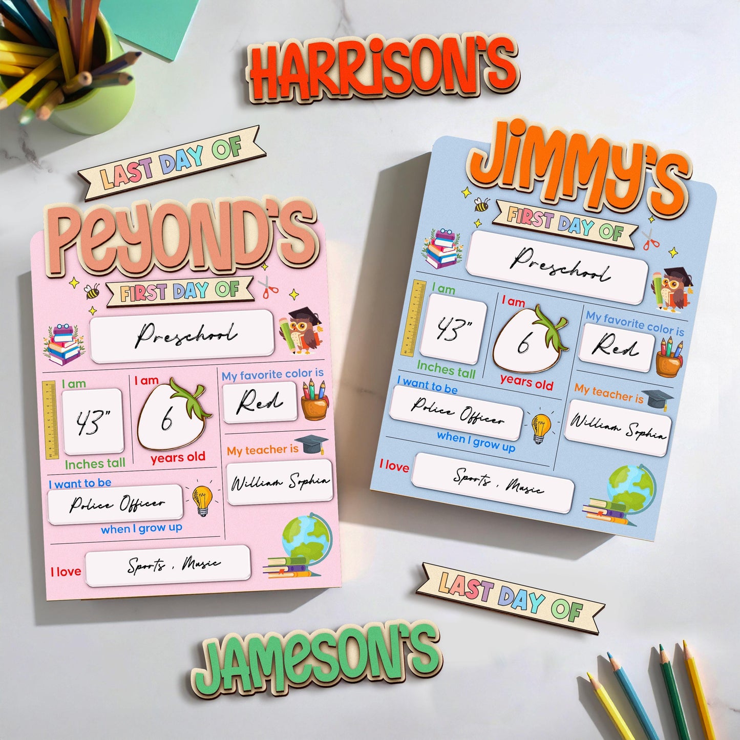 Customized First And Last Day School Sign, Back to School Sign, Kindergarten 1st Day of School Sign, First Day School Wooden School Board