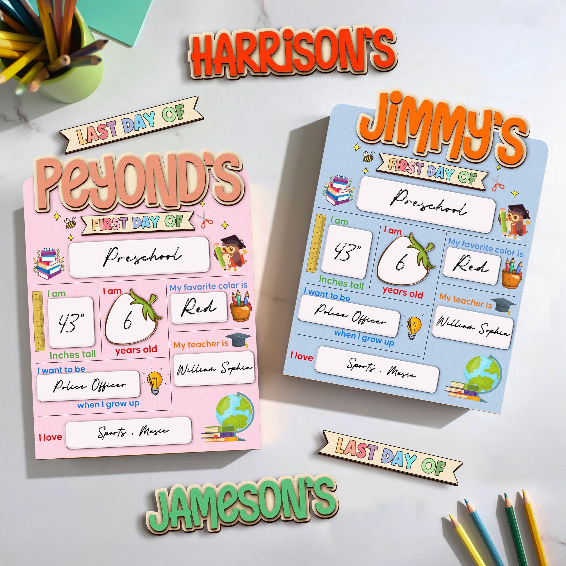 Customized First And Last Day School Sign, Back to School Sign, Kindergarten 1st Day of School Sign, First Day School Wooden School Board