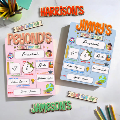 Customized First And Last Day School Sign, Back to School Sign, Kindergarten 1st Day of School Sign, First Day School Wooden School Board