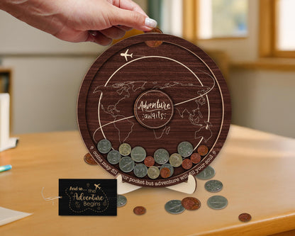 Coin Holder Travel  Box,Currency Display Box,Coin Collection Gift for Traveler,Travel Lover,Our Adventure,Travel Gift,Travel Money Holder