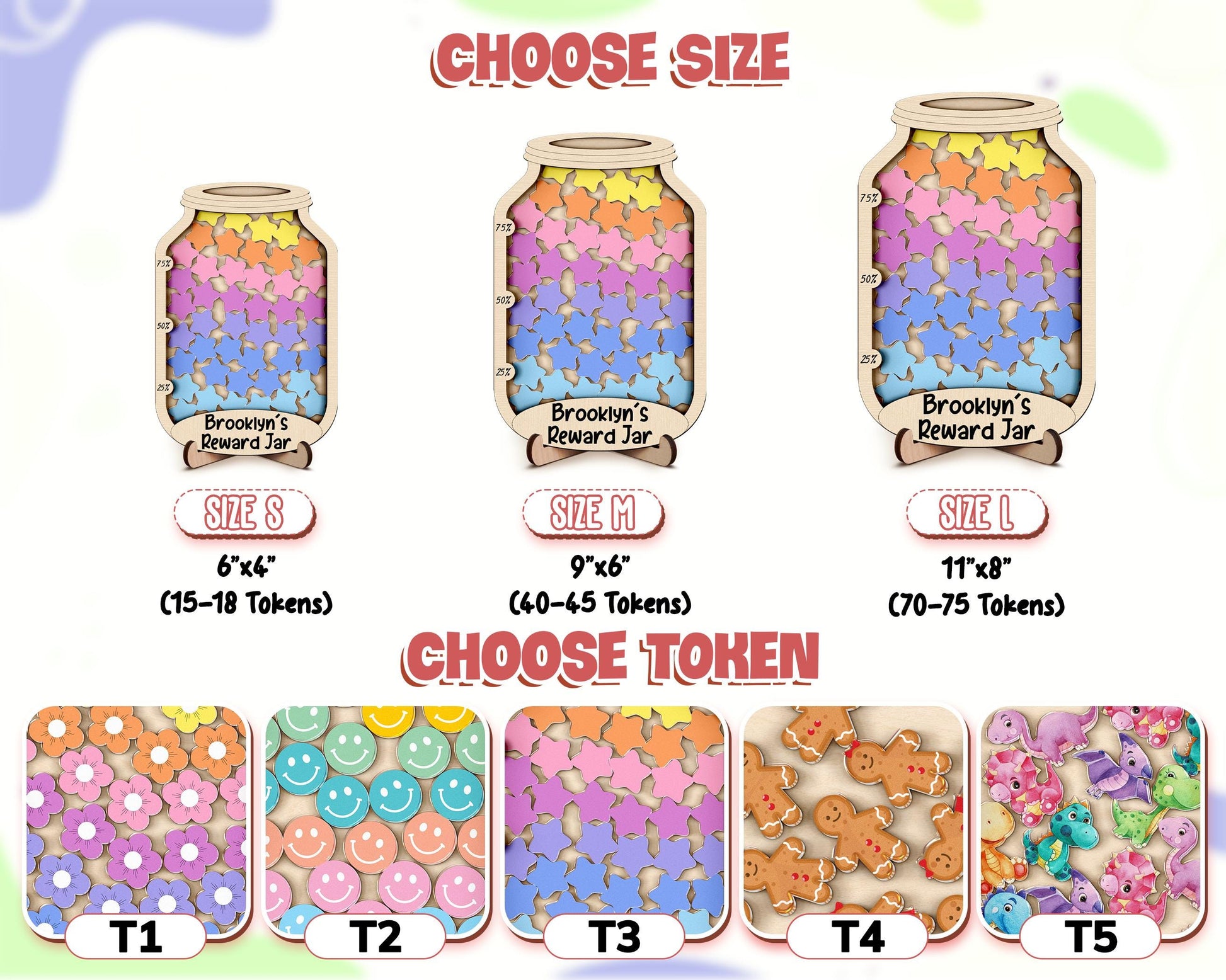 Personalised Star Smile Reward Jar,Magnetic Reward Jar with Tokens,Classroom Decor,Back to school,Chore Chart Gift for Kid,Potty Training