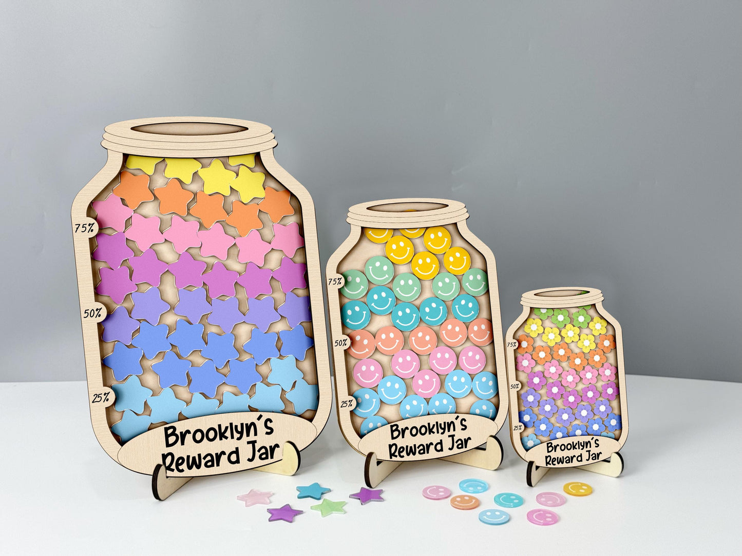 Magnetic Reward Jar with Tokens,Classroom Teacher Smile Star Jar,Reward System for Kid Behavior, Back to School Gift for Kid,Potty Training