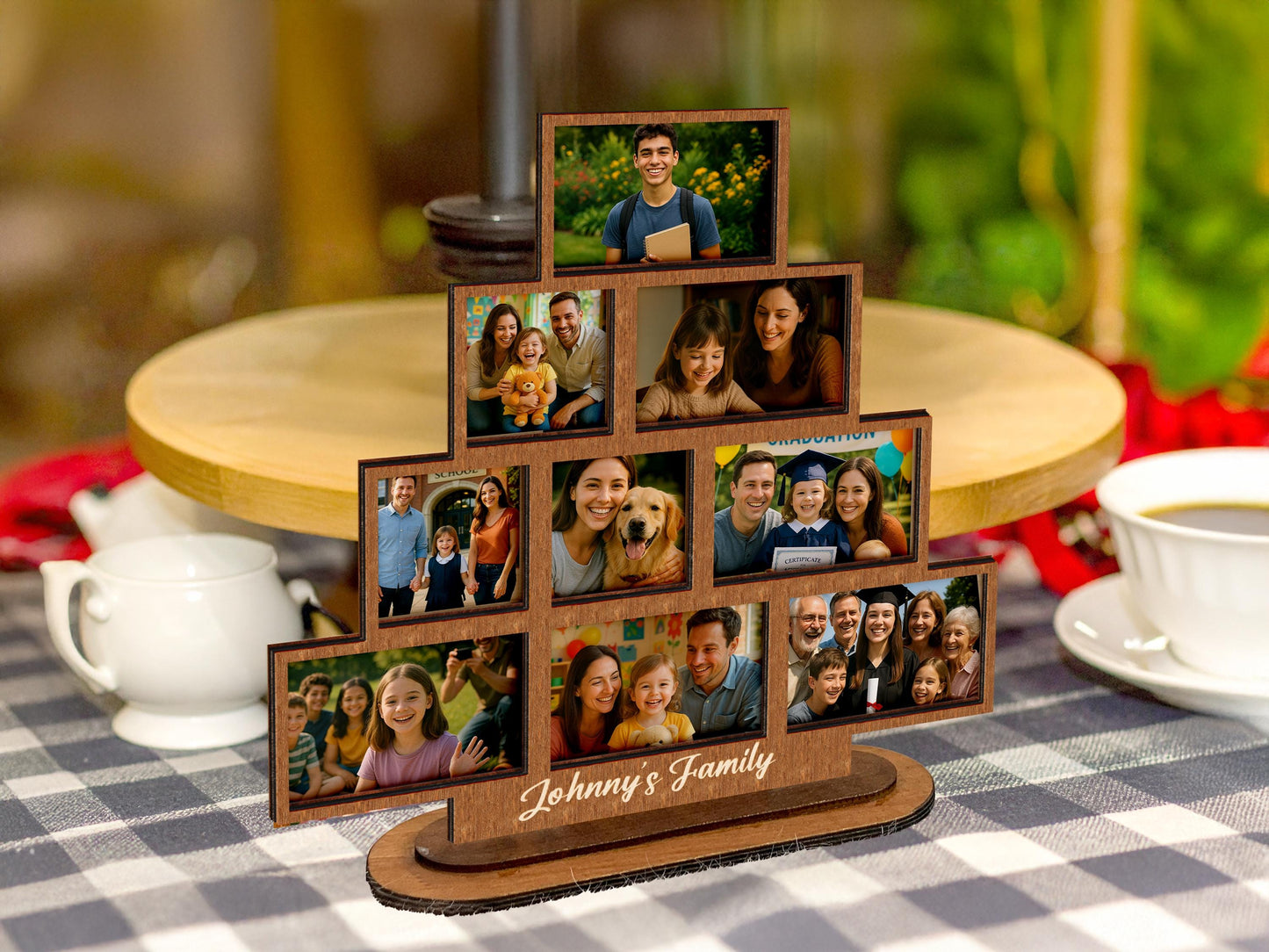 Custom Stacking Photo Sign,Wood Photo Collage Frame,Family Picture Frame,Family Wedding Display,Christmas Gift,Photo Allbum,Anniversary Gift