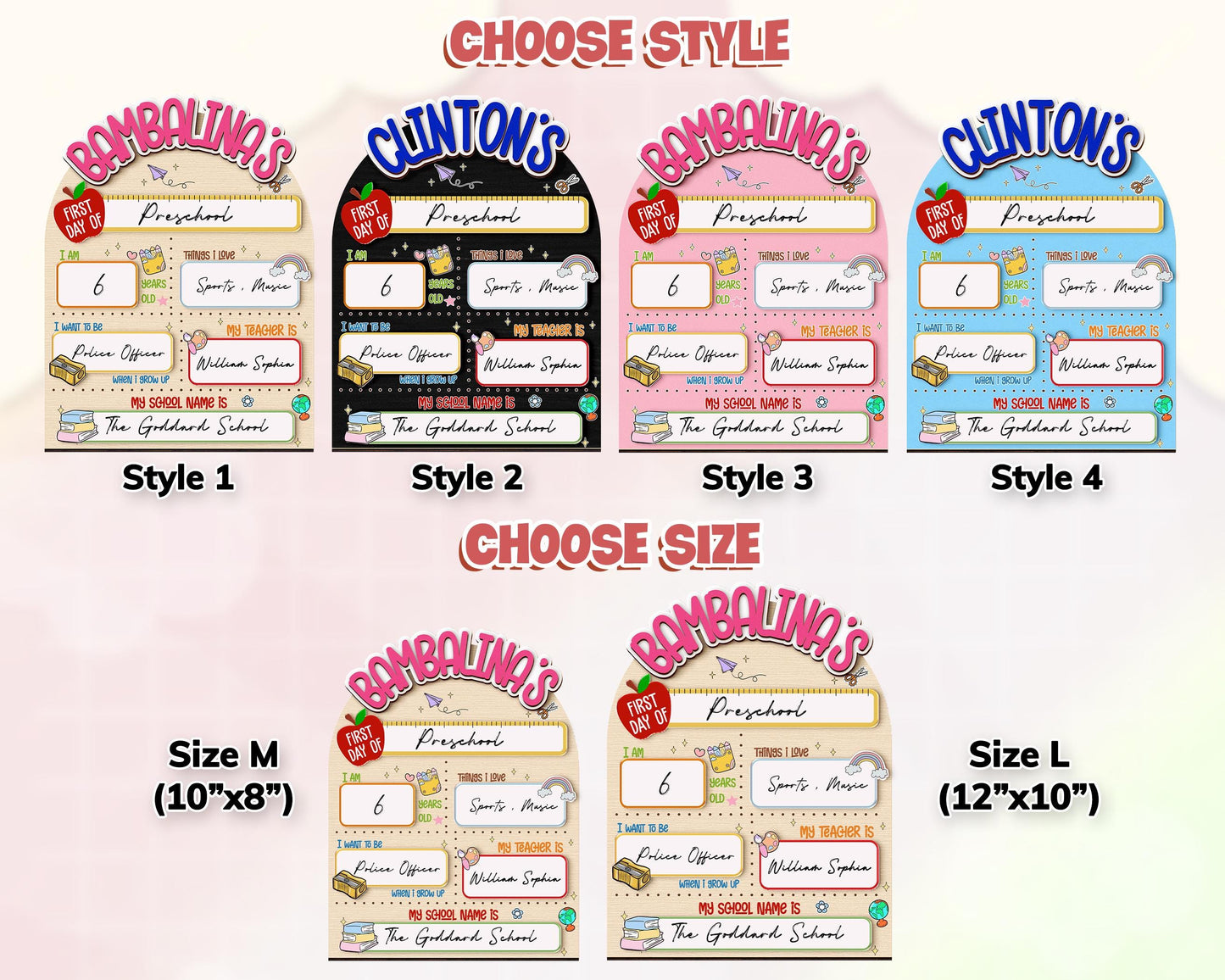 Custom First & Last Day School Sign,Back to School Sign,Kindergarten 1st Day of School Reusable,First Day Wooden School Board,Photo Prop