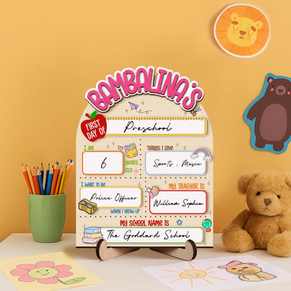 Custom First & Last Day School Sign,Back to School Sign,Kindergarten 1st Day of School Reusable,First Day Wooden School Board,Photo Prop