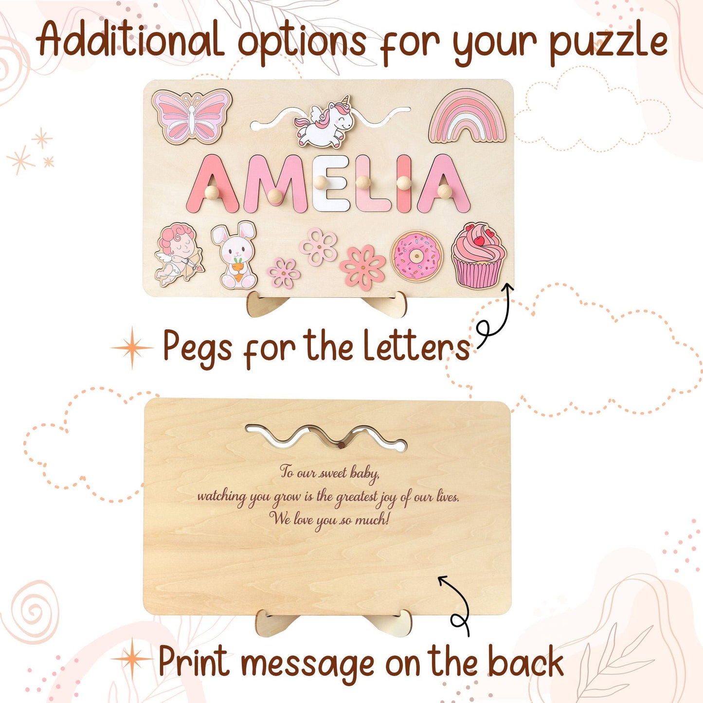 Montessori Busy Board | Personalized Birthday Gift | 1st Birthday Baby Girl Gifts Puzzle Sensory Wooden Toys First Christmas Gift for Kids