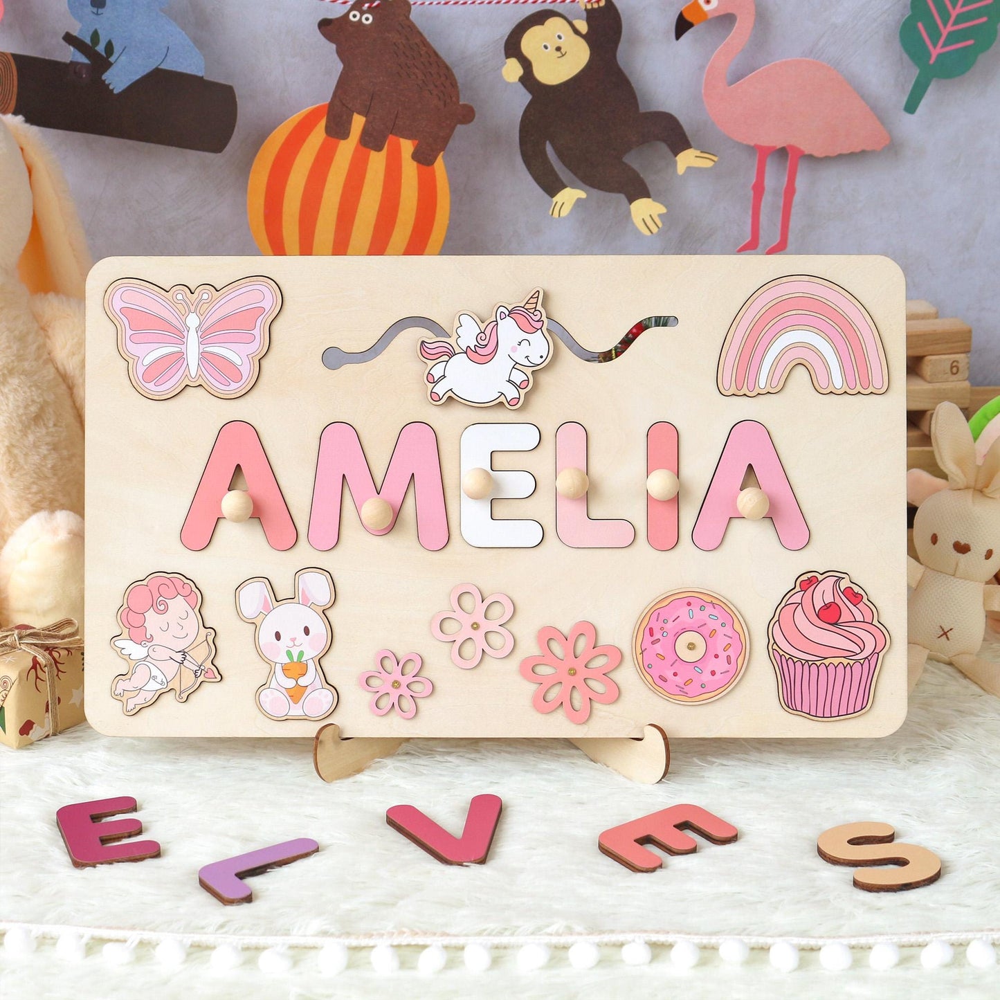 Montessori Busy Board | Personalized Birthday Gift | 1st Birthday Baby Girl Gifts Puzzle Sensory Wooden Toys First Christmas Gift for Kids