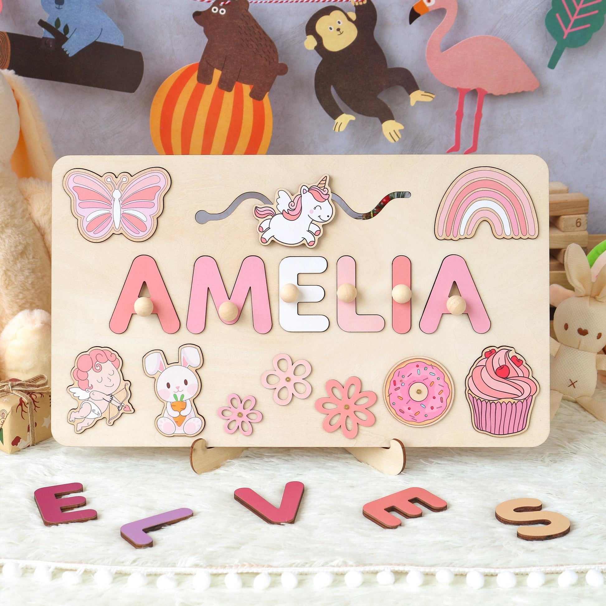 Montessori Busy Board | Personalized Birthday Gift | 1st Birthday Baby Girl Gifts Puzzle Sensory Wooden Toys First Christmas Gift for Kids