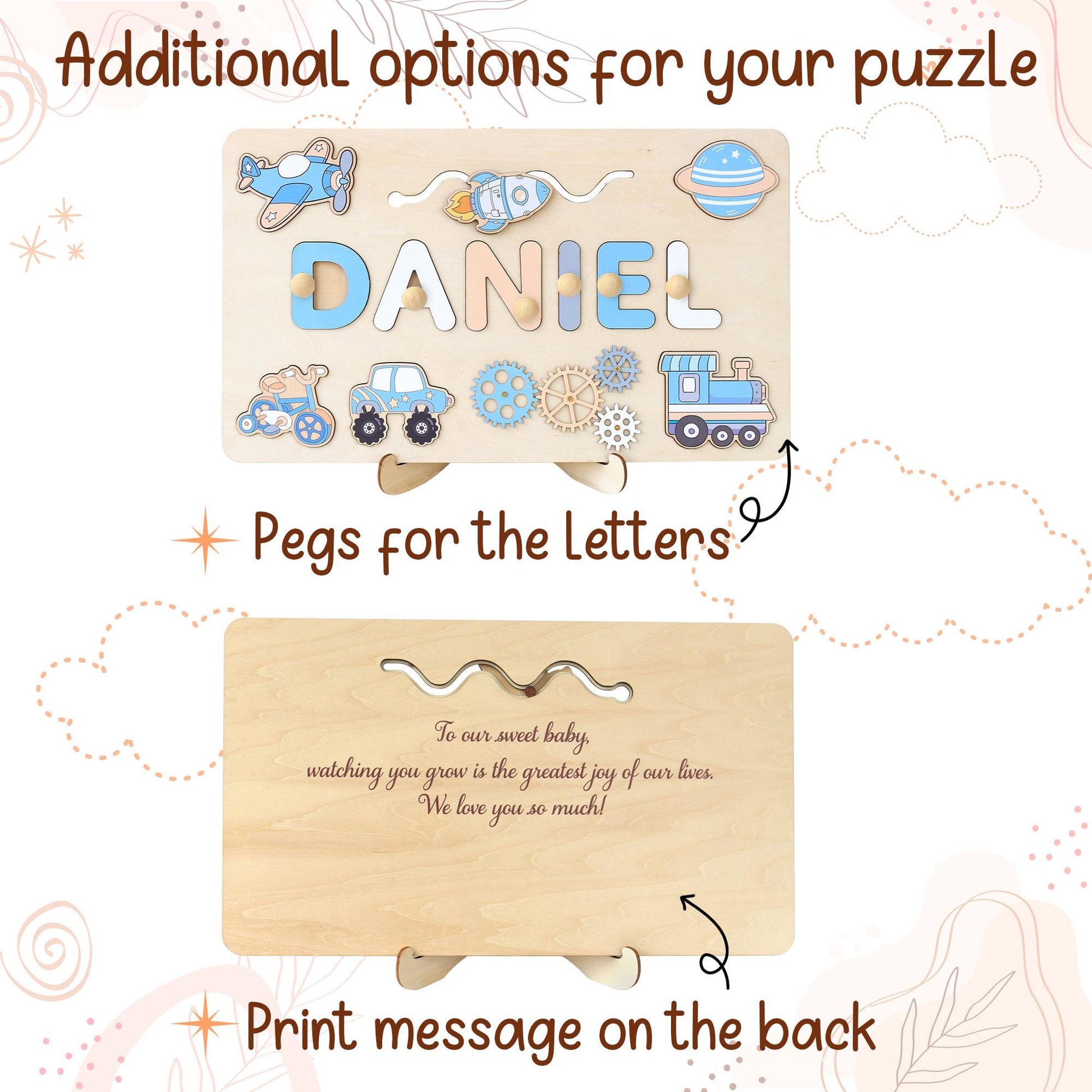 Montessori Busy Board | Personalized Birthday Gift | 1st Birthday Baby Boy Gifts Puzzle Sensory Wooden Toys First Christmas Gift for Kids