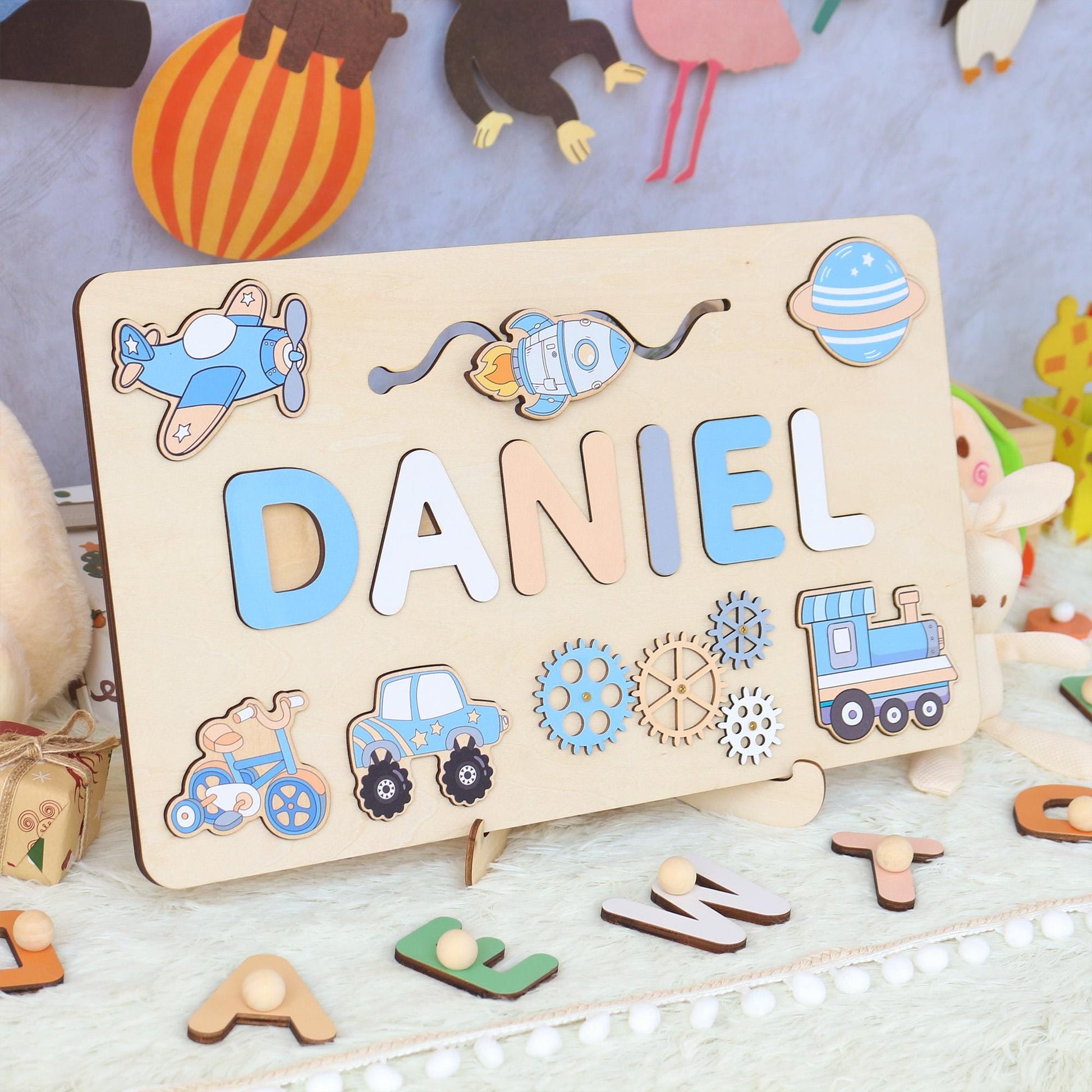 Montessori Busy Board | Personalized Birthday Gift | 1st Birthday Baby Boy Gifts Puzzle Sensory Wooden Toys First Christmas Gift for Kids