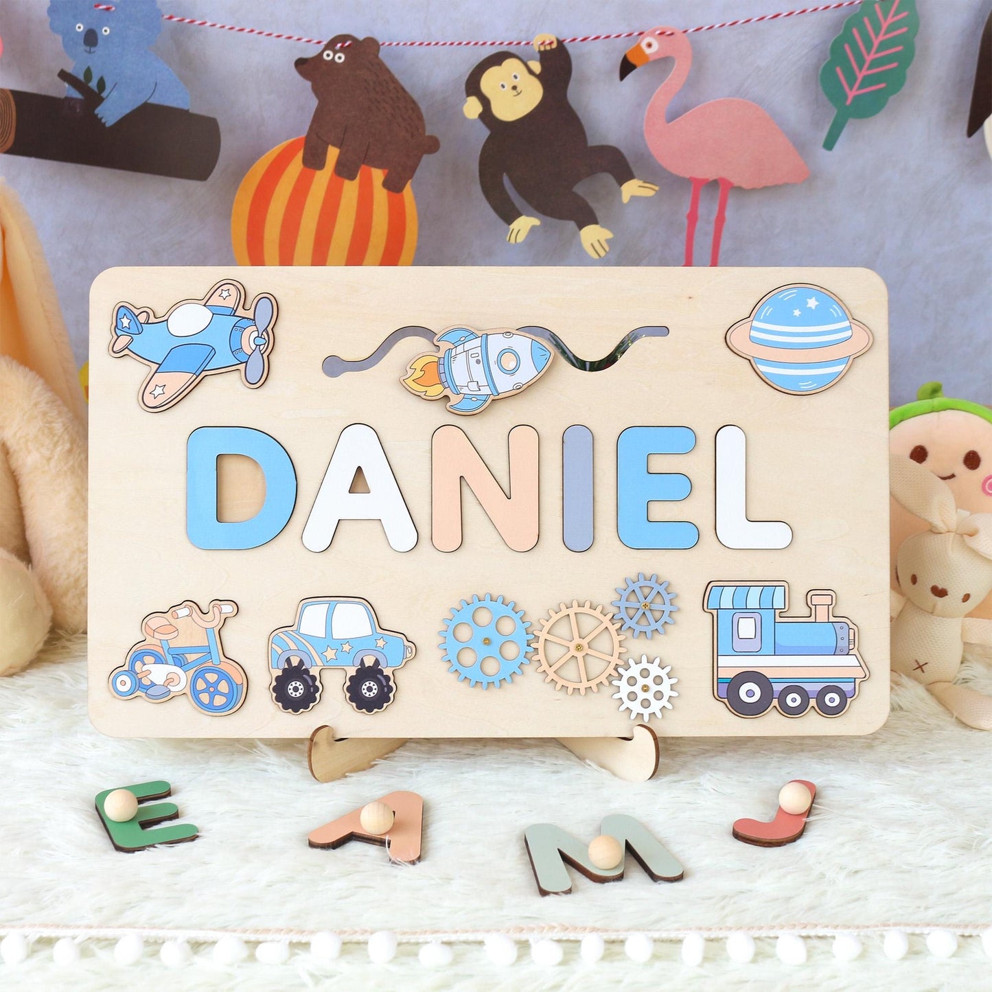 Montessori Busy Board | Personalized Birthday Gift | 1st Birthday Baby Boy Gifts Puzzle Sensory Wooden Toys First Christmas Gift for Kids