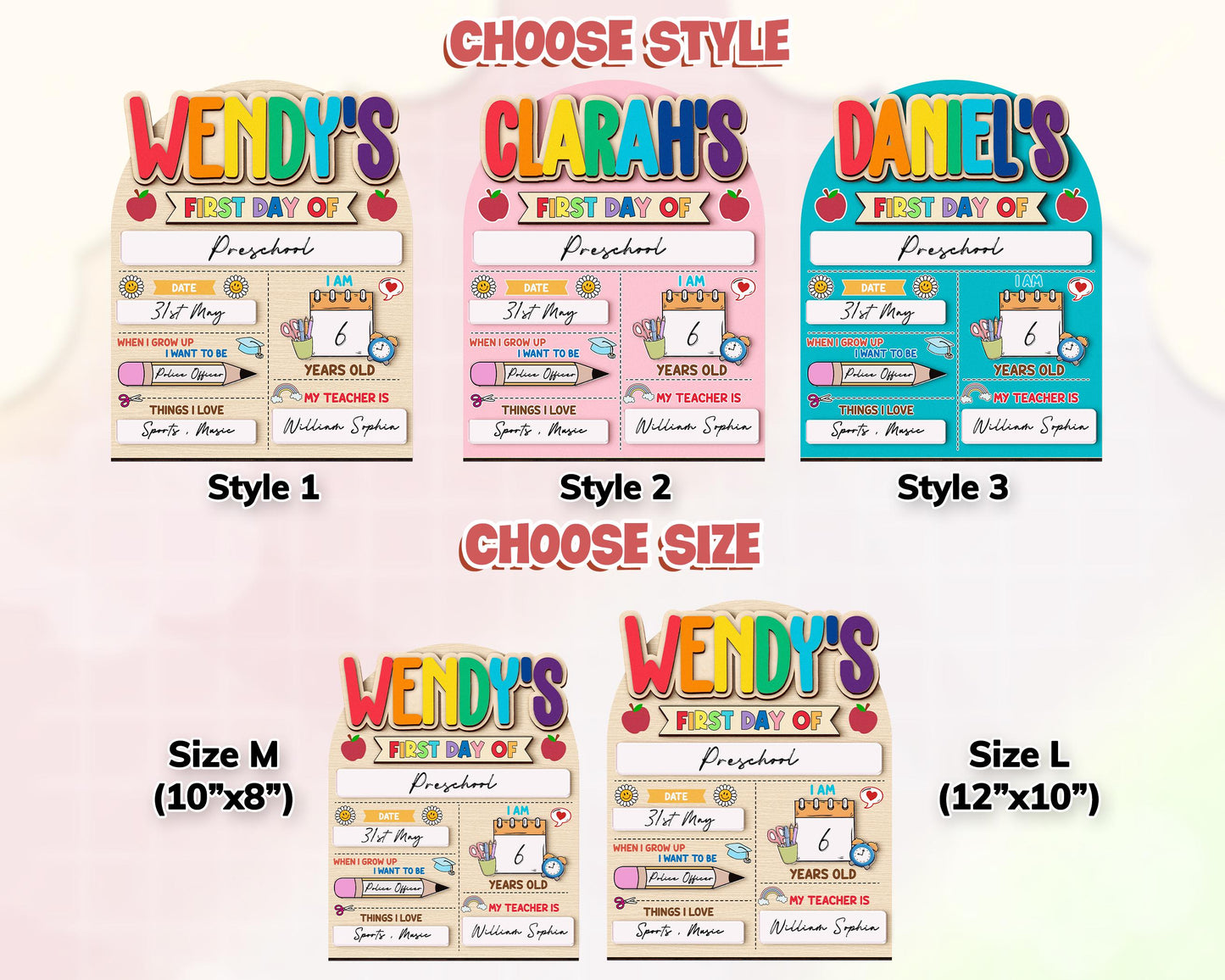 Custom First And Last Day School Sign,Preschool Back To School Dry Erase Sign,Kindergarten 1st Day of School,First Day School,School Board