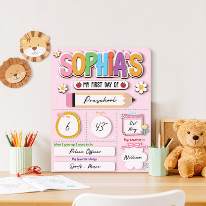 Custom First Day Of School Sign, Last Day of School Sign, Custom Name Sign, Preschool Back To School Dry Erase Sign, 1st Day of School Board